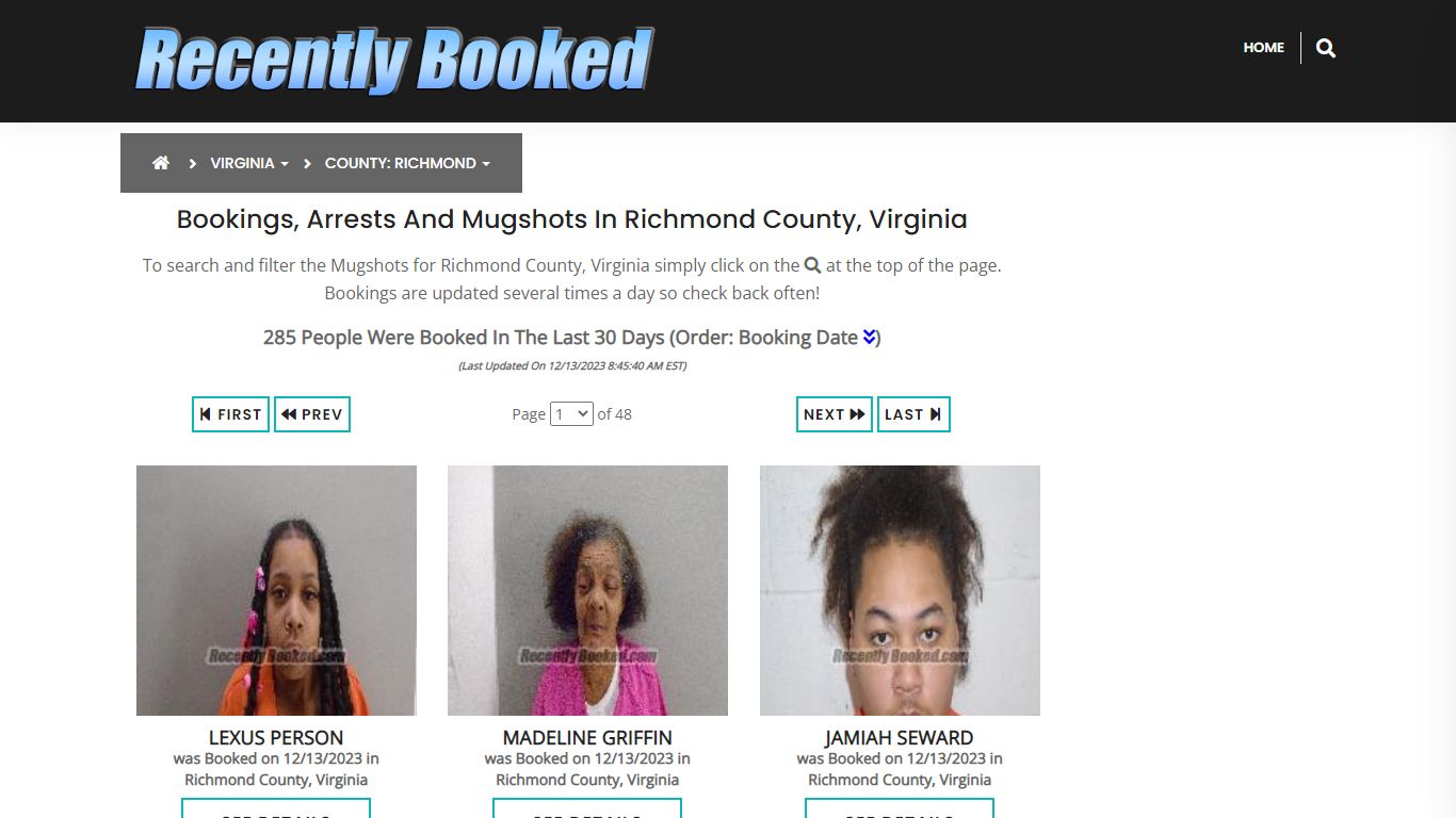 Bookings, Arrests and Mugshots in Richmond County, Virginia